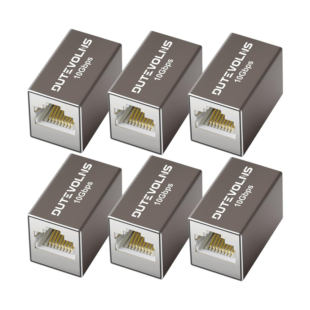 Dutevolns Ethernet Extender 10Gbps, 6Pack Ethernet Coupler for Cat8 Cat7 Cat6 Cat5 Cable, Aluminum Alloy Shell, 328ft Long Distance Extend (Grey)