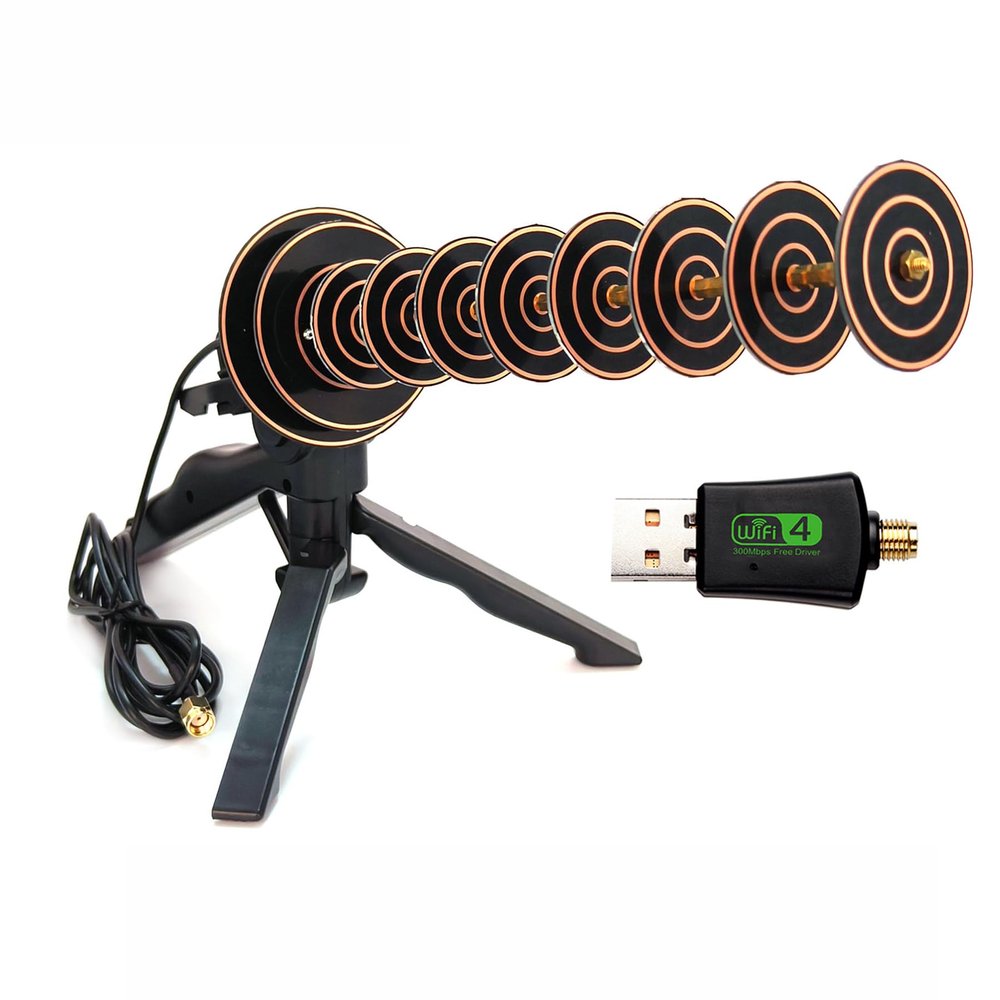 2.4GHz Yagi Directional Antenna Long-Range USB WiFi Adapter Compatible with Windows 11/10//8/7 Systems No CD Driver Required for PC Desktop/Laptop Compatible Features 16dBi high gain Antenna