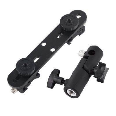 MUNEFE Dual Hot Shoe Bracket, Camera Flash Brackets, Flash Umbrella Holder, Suitable for Most Flash Units