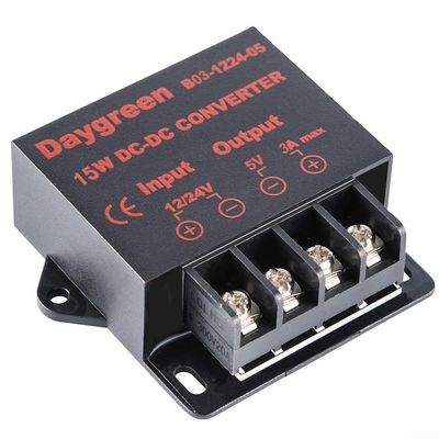 DC Voltage Regulator 12V 24V to 5V 3A 15W Power Converter with Short Circuit and Over Temperature Protection Suitable for LED Applications