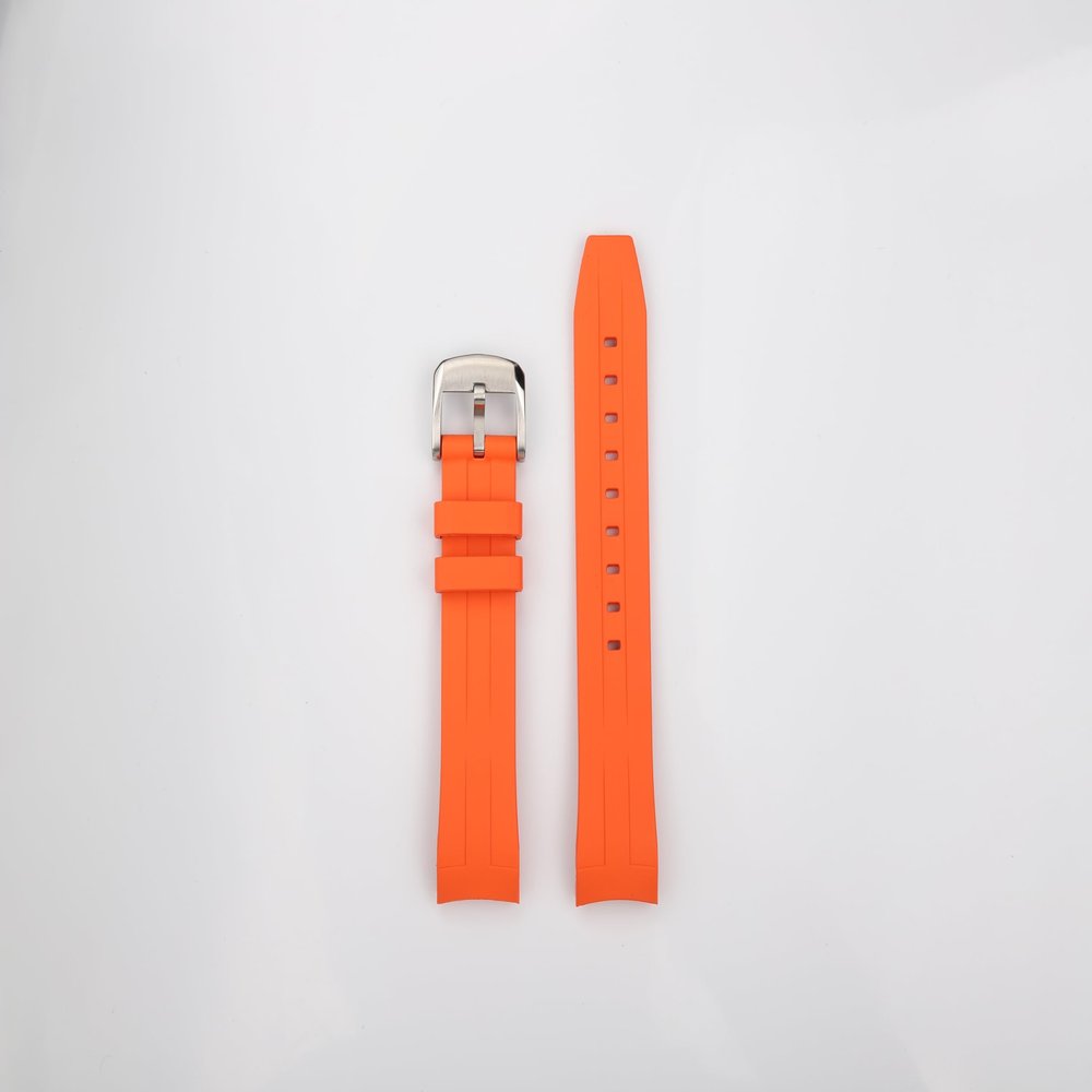 20mm & 22mm Curved-End Rubber Watch Strap, Compatible with Tissot T120 Seastar T120407A / T120417A - Black & Orange Silicone Watch Strap/Wrist Band (blue, 22mm) (Orange, 20mm)
