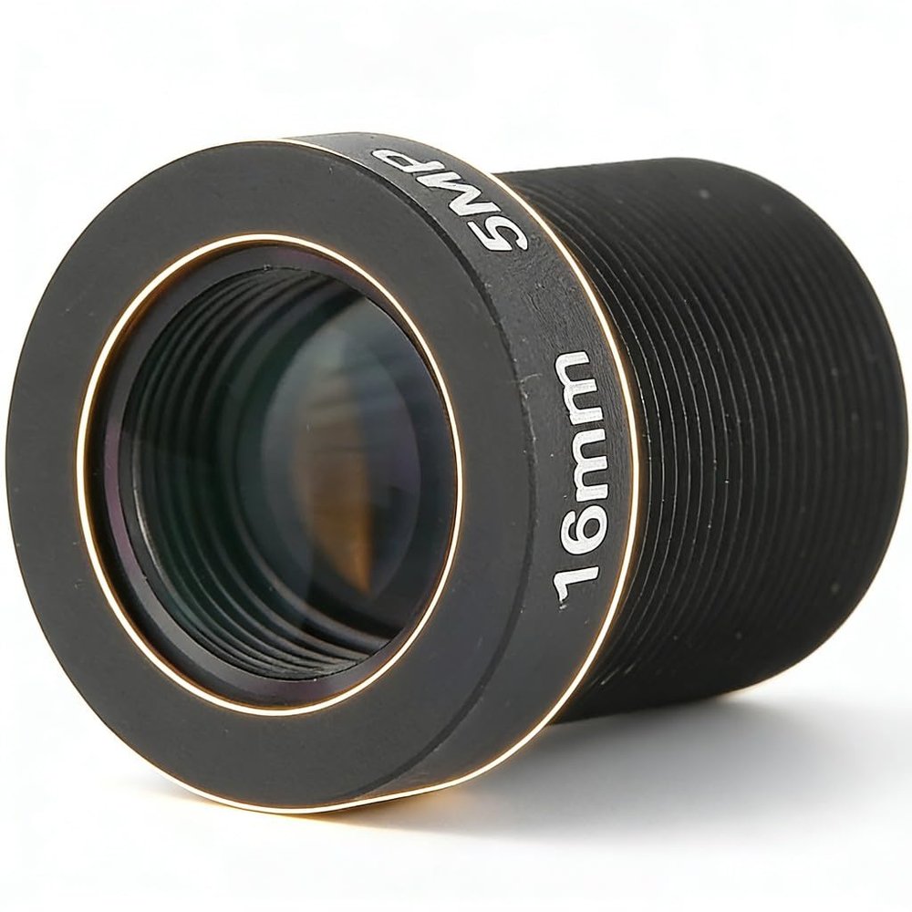16mm HD Single Prime Lens Replacement Accessory, 5MP, F2.0 Wide Angle, Black - Fast Focusing, Stable Imaging, Versatile Compatibility for Cameras