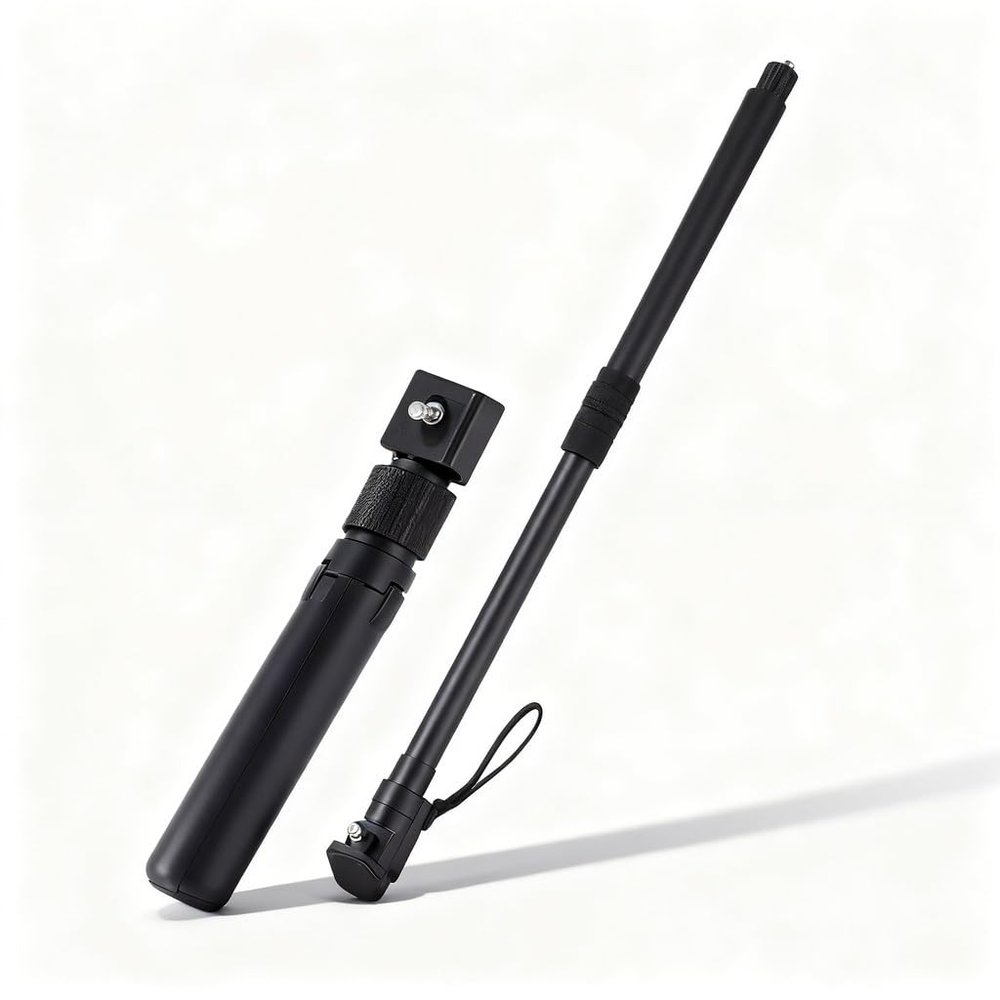 Selfie Stick Extendable Monopod with Tripod, Aluminum Alloy, 120cm Portable - Sturdy Design, Anti Slip Handles, for Action Cameras