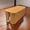 12 In X 5 In X 5 In Rattan Cable Organizer, Cord Storage Box With Ventilation, Ideal For Decluttering view 2