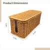 12 In X 5 In X 5 In Rattan Cable Organizer, Cord Storage Box With Ventilation, Ideal For Decluttering view 3