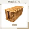 12 In X 5 In X 5 In Rattan Cable Organizer, Cord Storage Box With Ventilation, Ideal For Decluttering view 4