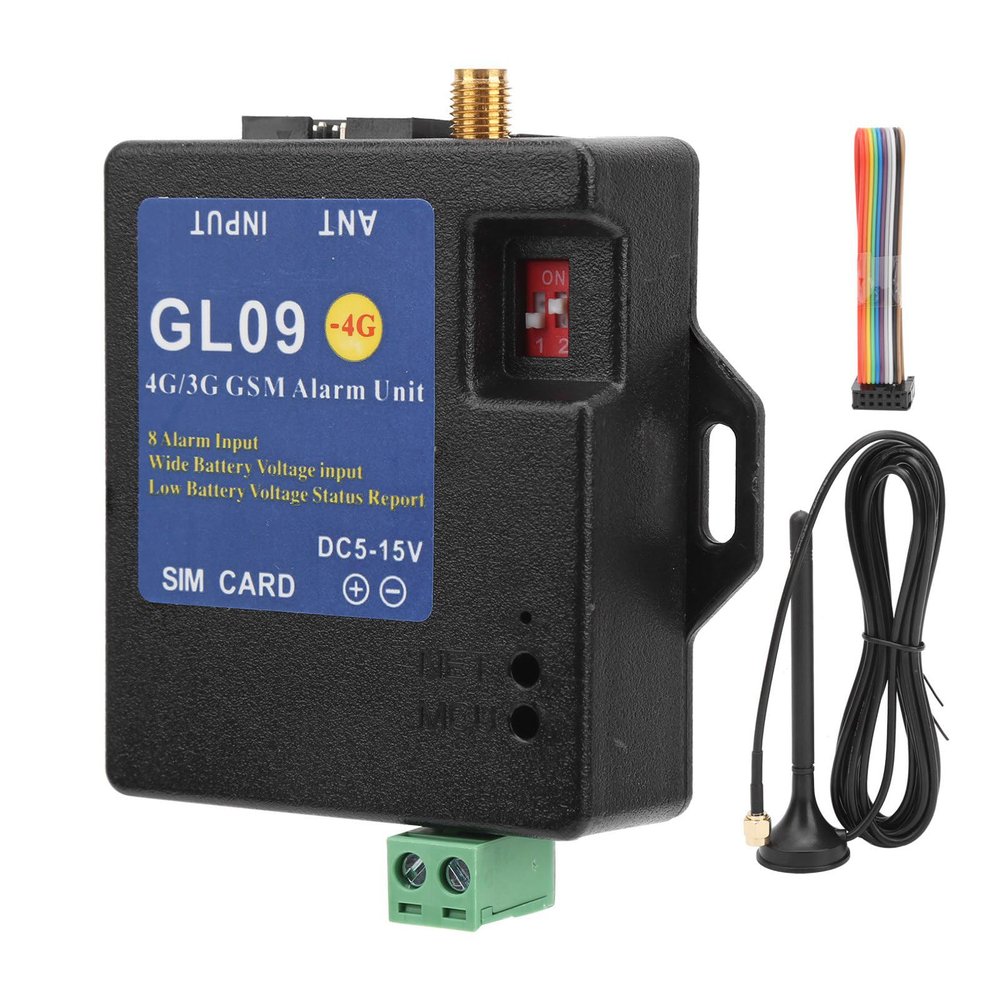 4G GSM Alarm Security System GL09 US Version, 8 - Channel Input Module, DC 5V - 15V Black - Low Consumption, Remote Alert, Home and Warehouse Protection (Type 2)