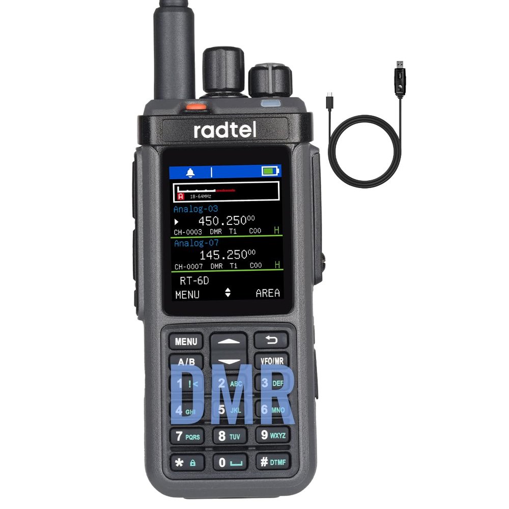 Radtel RT-6D DMR Radio 500K Contacts Dual Band Walkie Talkie Dual Time Slot Two Way Radio Tier 1+2 Ham Radio Long Distance 1024 Channels Type C Charge