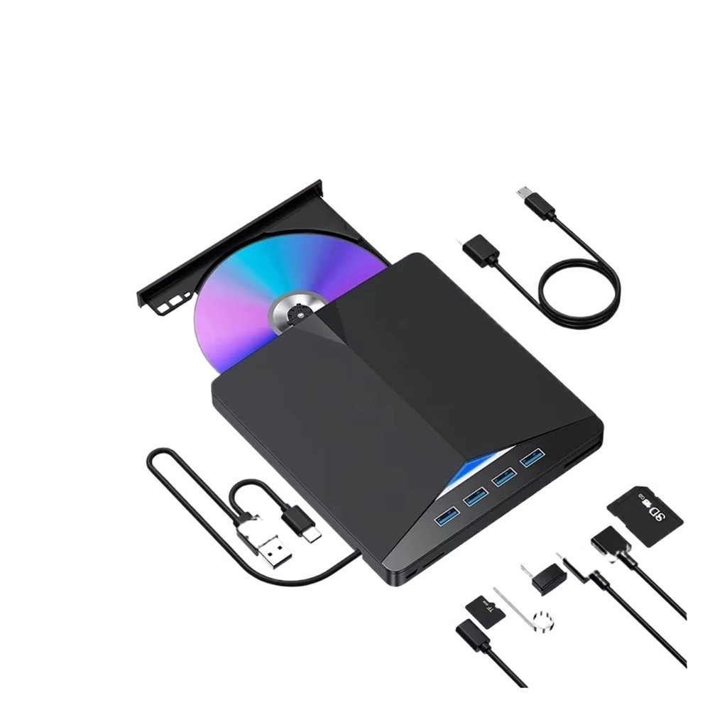 5MNG0Y8 7-in-1 USB 3.0 Type-C External DVD RW CD Drive Burner Reader Player Mobile Optical Drive for PC Laptop Desktop Computer