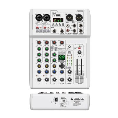 D3LX0Z1 PRMX-6 Audio Mixer, DJ Mixer with, 99Digital Reverb, USB Recording