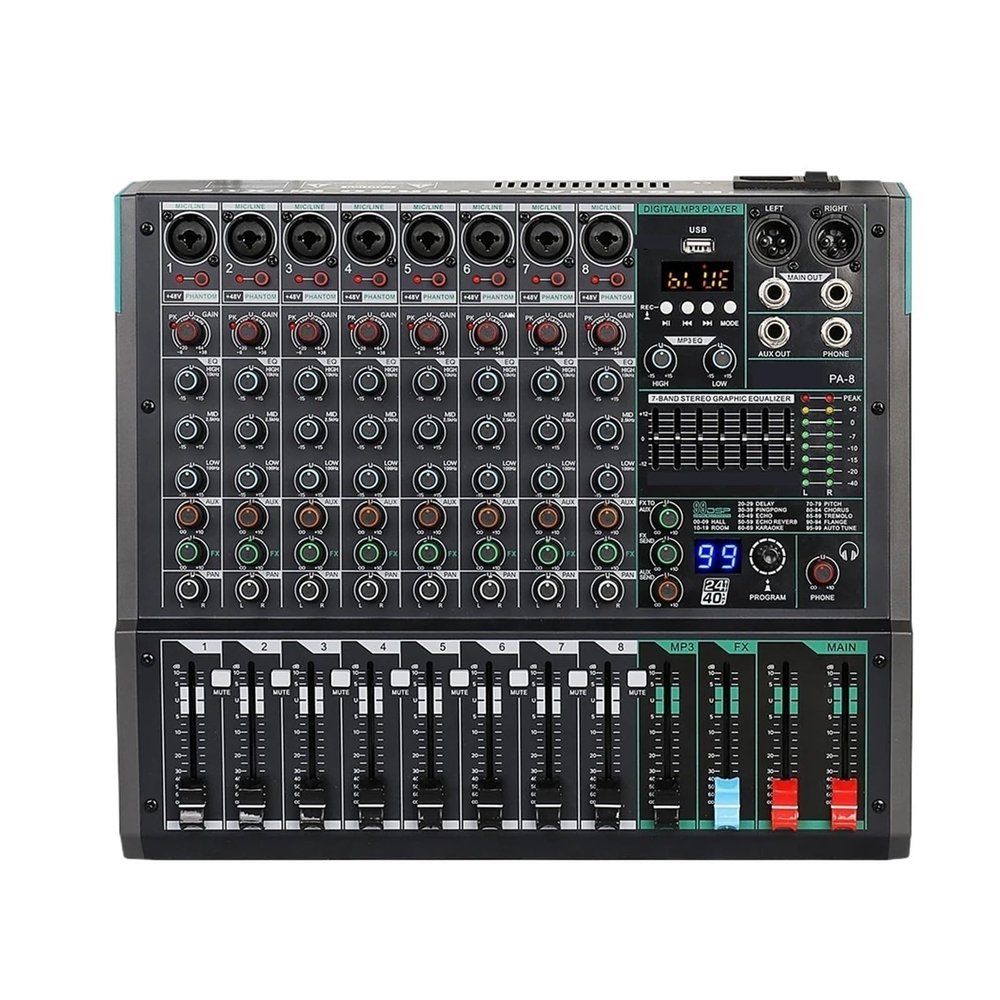 D3LX0Z1 Audio Console Mixer USB Interface Connection 256 8 Channels Digital Audio Mixer Console for Stage
