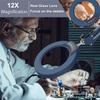 Krstlv 12X Magnifying Glass with Light and Stand, Upgrade Button 5 Color Modes Stepless Dimmable, 2-in-1 LED Lighted Magnifier Light, Hands Free Desk Lamp with Clamp for Craft Hobby Close Work - Blue view 2