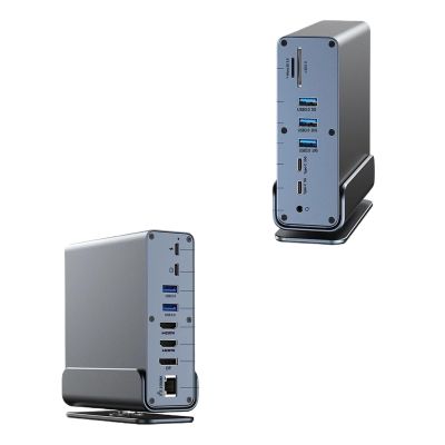 5MNG0Y8 15 in 1 USB C Docking Station USB C Hub Type C Hub Dual HDMI Adapter USB 3.0 10Gbps Splitter RJ45 1000M/USB3.0/PD100W(11 in 1)