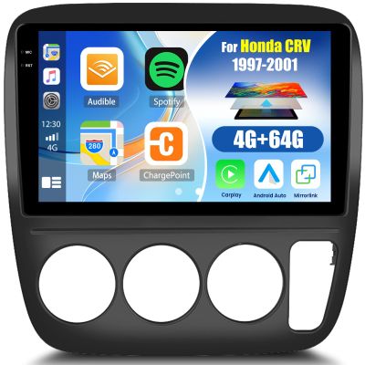 4G+64G Android Car Stereo for Honda CRV 1997 1998 1999 2000 2001 Car Radio with Wireless Carplay Android Auto 9 Inch Touch Screen Head Unit Replacement Backup Camera WiFi GPS FM RDS Bluetooth