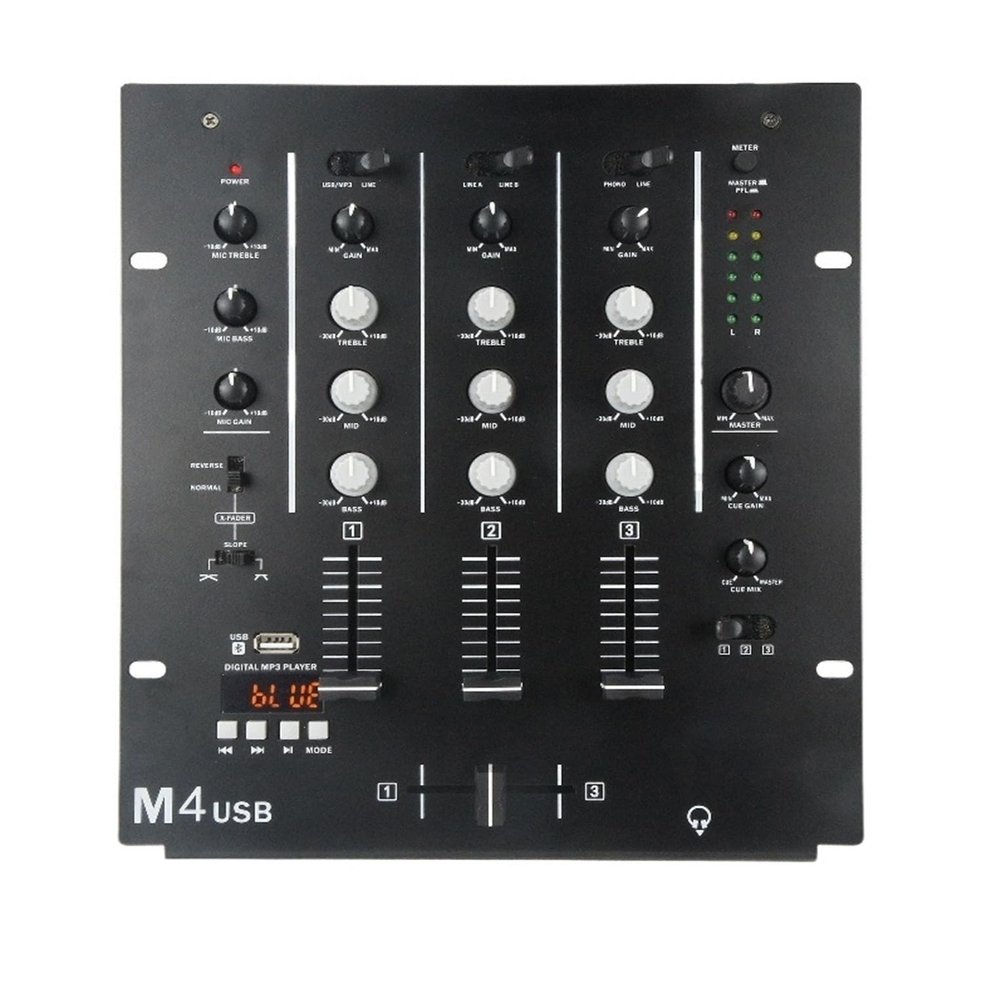 D3LX0Z1 M4 M4 3-Channel Digital Audio DJ Mixer with Control DJ Mixer Console for Bar Party