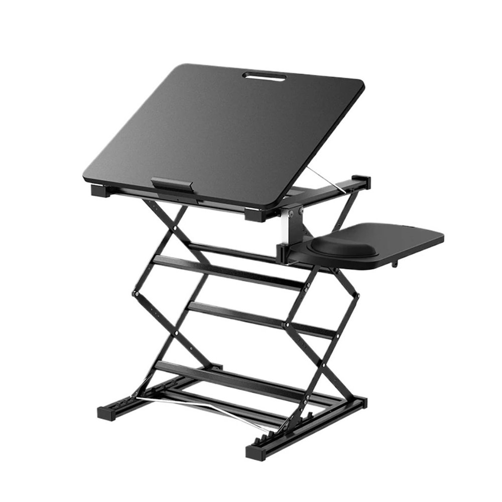 5MNG0Y8 Height-Adjustable Desk Folding Desktop Height-Adjustable Frame and Eye-Level Stand Laptop Parts Accessories(Black Wooden Board)