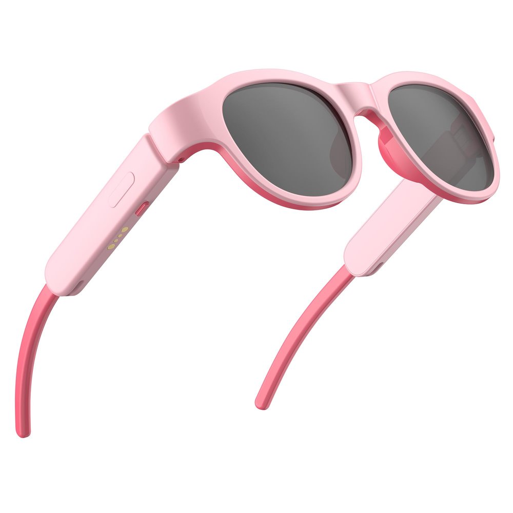 INLOOKSEEK Kids Smart Bluetooth Audio Glasses with LED Lights, Open-Ear Stereo Sound, Touch Controls, Magnetic Charging, for kids4-12 Years,Girl Gifts (Pink)