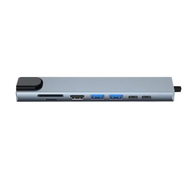 5MNG0Y8 8 in1 Type C Hub USB C USB3.1 to HDMI Adapter with RJ45 SD/TF Card Reader PD Fast Charge for Laptop PC USB Port Hub(8in1 USB C Hub)