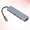 5MNG0Y8 6 in Type Docking Station USB C Adapter Hub PD Charging 6 in 1 Hub Type C to Adapter Port Laptop Ethernet Display view 2
