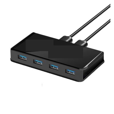 5MNG0Y8 USB 3.0 Switch USB Shared Switcher 2 Inputs 4 Outputs for Laptop PC Keyboard Mouse Printer USB Switch Controller Hub Adapter(Brown)