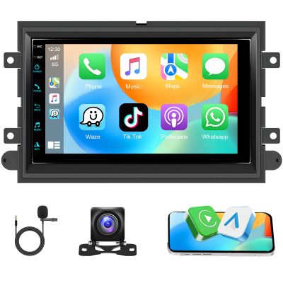 2+64G Car Stereo Radio for Ford F150 with Wireless CarPlay Android Auto 7" Touch Screen Bluetooth Audio with GPS Navigation Mirror Link WiFi RDS Hi-Fi Backup Camera MIC