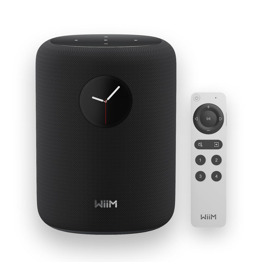 WiiM Sound Smart Speaker with 1.8 Touch Display, HiRes 24bit/192 kHz, AI RoomFit Room Correction, 100W Peak, WiFi 6E/Bluetooth 5.3, MultiRoom & Stereo Pairing, Remote Included, Black