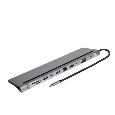 5MNG0Y8 11/12/14-in-1 Type C USB C Hub 3.0 Splitter Multiport Adapter HDMI RJ45 SD/TF VGA HDMI PD(12 in 1 hub)