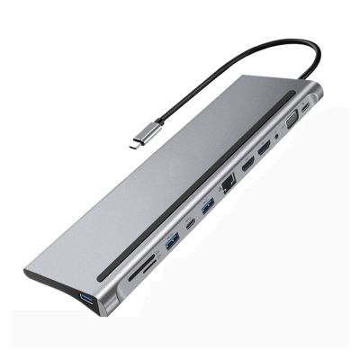 5MNG0Y8 12-in-1 USB C Docking Station Hub Multi 3.0 CType A HDMI-Compatible DP Concentrator Extension RJ45 Adapter Dock Laptop