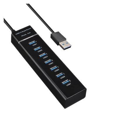 5MNG0Y8 USB 3.0 2.0 HUB Cable Splitter USB Disk Keyboard Mouse Fan Hard Disk Light Adapter with DC Power Supply Port for Laptop Notebook(7 Port USB2.0)