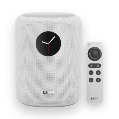 WiiM Sound Smart Speaker with 1.8 Touch Display, HiRes 24bit/192 kHz, AI RoomFit Room Correction, 100W Peak, WiFi 6E/Bluetooth 5.3, MultiRoom & Stereo Pairing, Remote Included, White