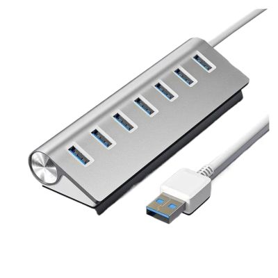 5MNG0Y8 USB 3.0 HUB 7Ports Aluminum Splitter Adapter USB C Docking Station Multiple PortComputer Accessories(White)