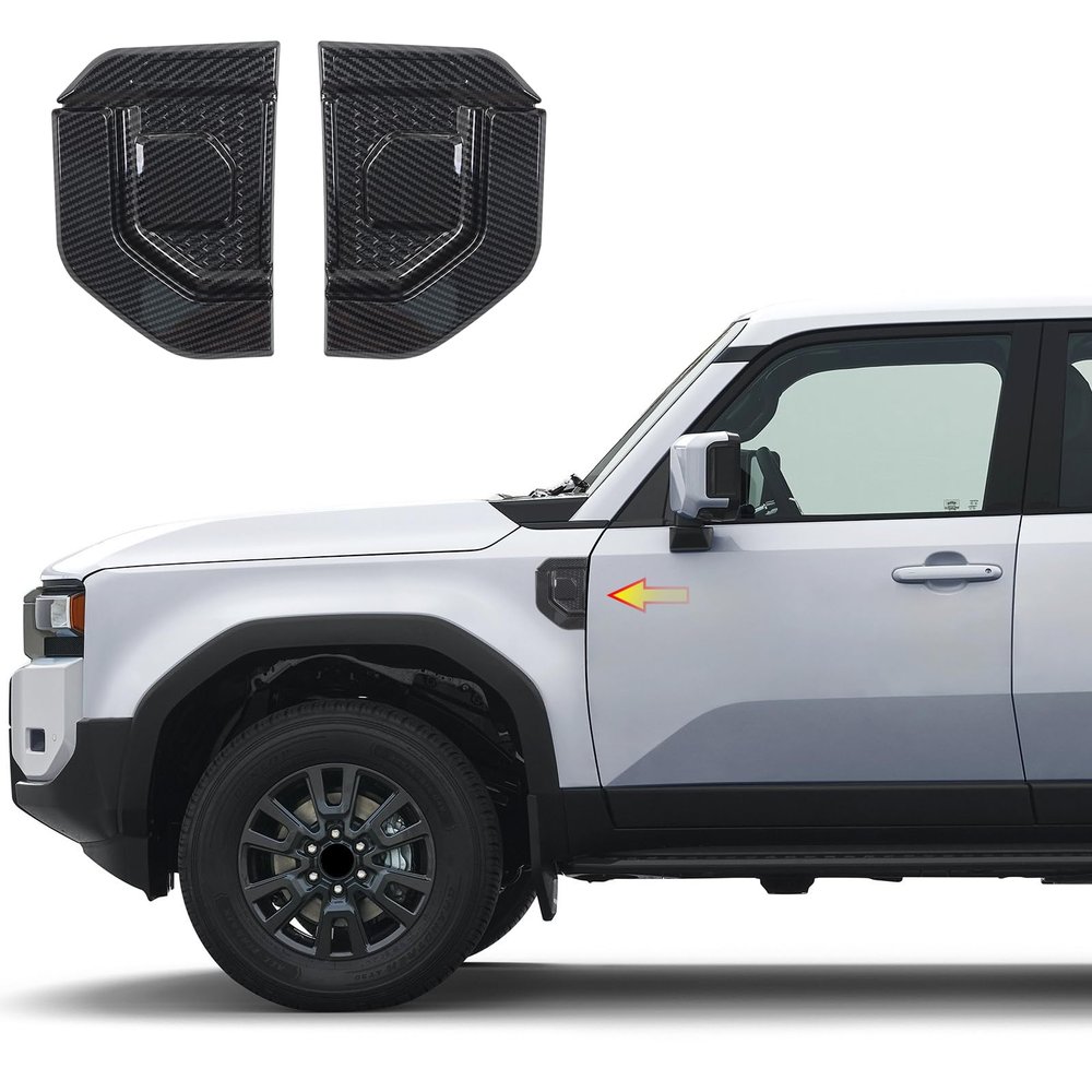 2 Pcs Side Wing Decorative Sticker for Toyota Land Cruiser 250 1958 Prado Lc250 J250 Fender Cover Decoration Exterior2025-2025 (Carbon Fiber)