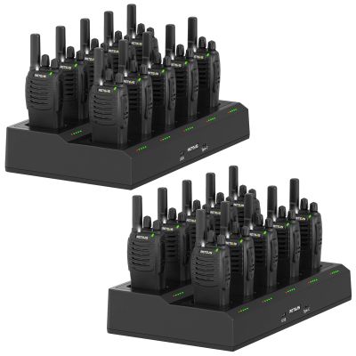 Retevis H-777 2 Way Radios (20 Pack) Bundle with Ten Way Multi Unit Charger (2 Pack), Walkie Talkies for Adults, Rechargeable Long Range Two Way Radio, Shock Resistant, Short Antenna