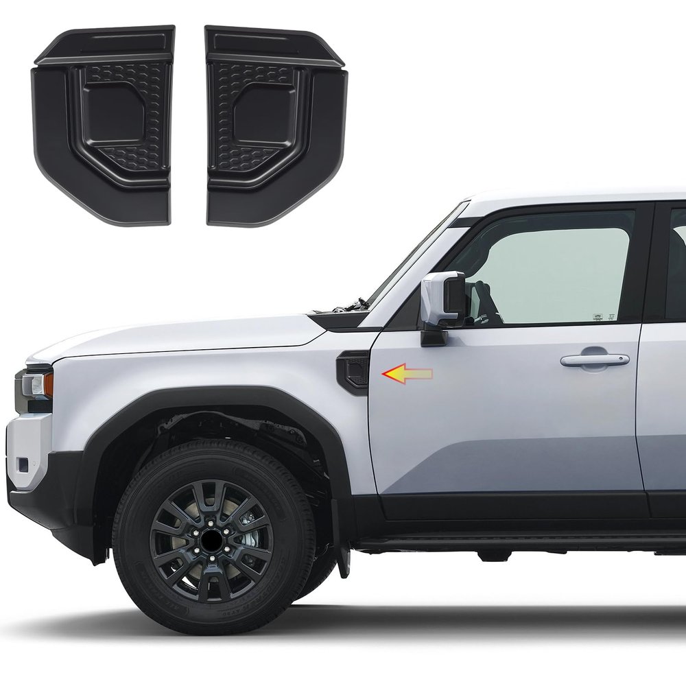 2 Pcs Side Wing Decorative Sticker for Toyota Land Cruiser 250 1958 Prado Lc250 J250 Fender Cover Decoration Exterior2025-2025 (Matte Black)