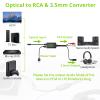 LiNKFOR 192kHz DAC Converter Digital to Analog Converter Digital Optical SPDIF Toslink to Analog Stereo Audio RCA L/R Audio Adapter with Optical Cable for HDTV (SPDIF to RCA+3.5mm Converter) view 2