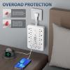 16-in-1 Power Strip with Switch & Surge Protection, Portable Flat Plug Power Strip Surge Protector with 6 AC Power Outlets 4 USB(1C) for Home Office Dorm Travel (Black B, 10ft) view 3