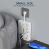 16-in-1 Power Strip with Switch & Surge Protection, Portable Flat Plug Power Strip Surge Protector with 6 AC Power Outlets 4 USB(1C) for Home Office Dorm Travel (Black B, 10ft) view 4
