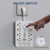 16-in-1 Power Strip with Switch & Surge Protection, Portable Flat Plug Power Strip Surge Protector with 6 AC Power Outlets 4 USB(1C) for Home Office Dorm Travel (White B, 10ft) view 2
