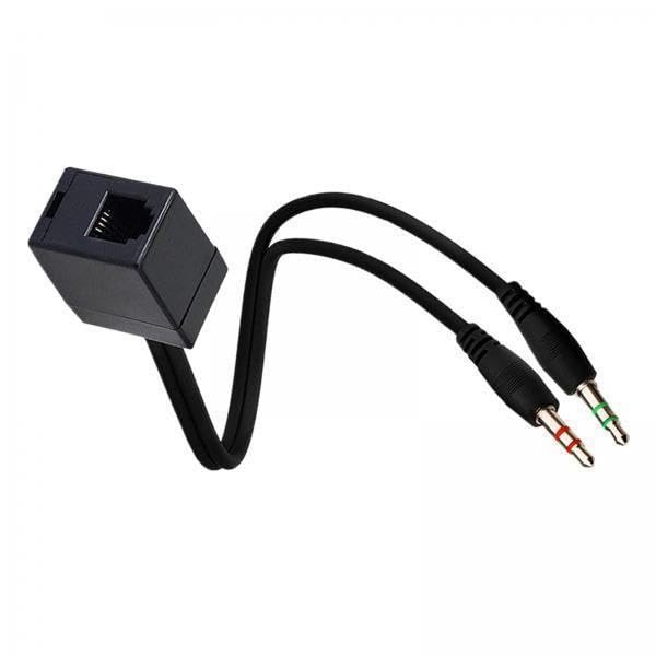 2X Professional RJ9 4P4C Female to 3.5mm Male Adapter Cable Headphone Telephone Splitter Converter Cable, Black, 13.78inch