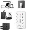 16-in-1 Power Strip with Switch & Surge Protection, Portable Flat Plug Power Strip Surge Protector with 6 AC Power Outlets 4 USB(1C) for Home Office Dorm Travel (White B, 0.26ft) view 1
