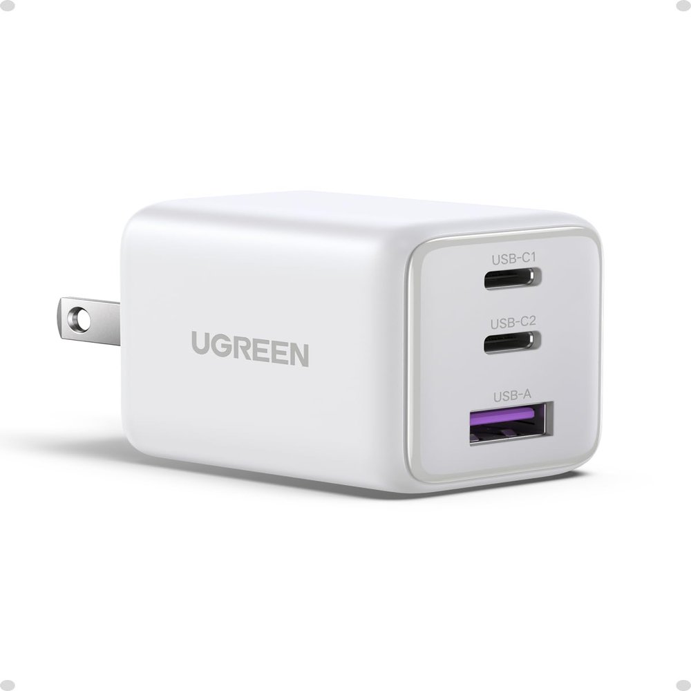 UGREEN 3-Port 30W USB C Charger Block, GaN II Type C Fast Charging, White