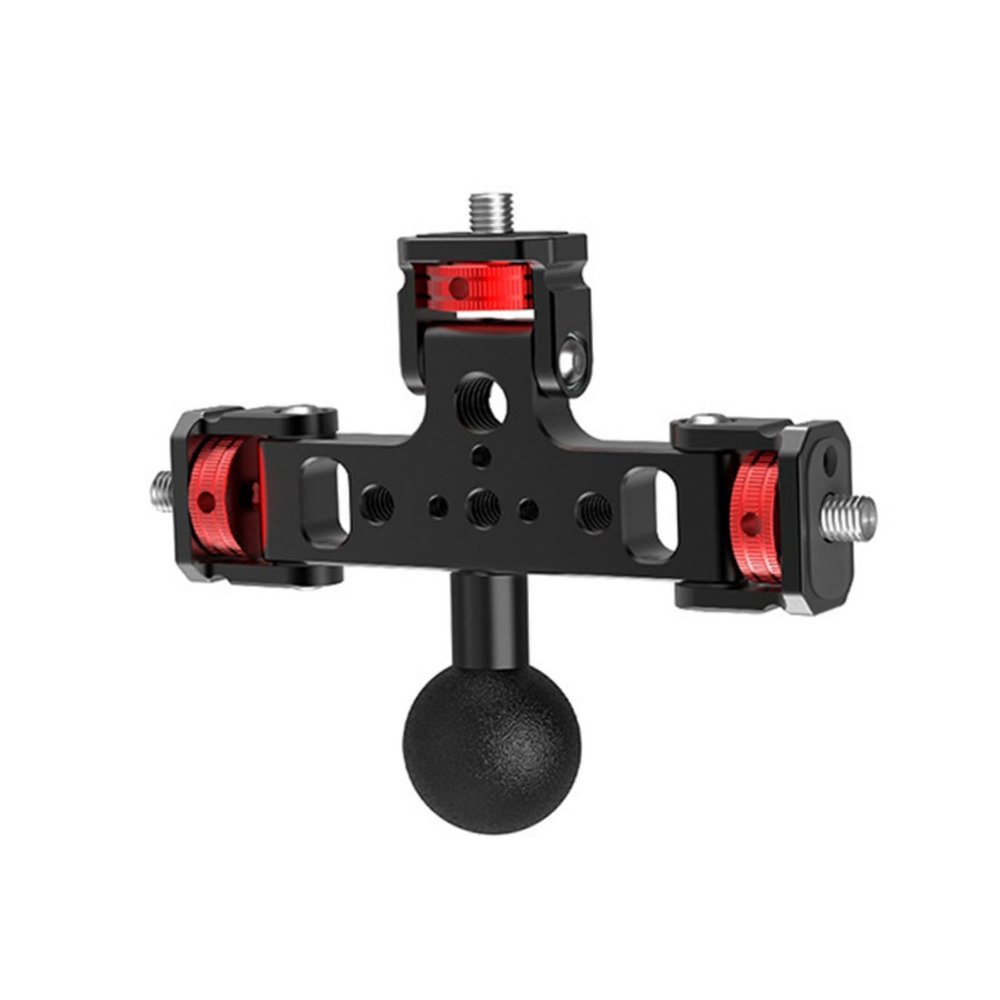 Adjustable Triple Mount Stand Aluminum 1/4inch for Action Camera Phone LED Tripod Live Stream Selfie Stick Holder Aluminum Camera Adapter Stand