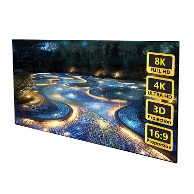 3D 4K 8K Fixed Frame Movie Screen 80/100 in, 16:9 Ultra HD Wall Mounted Projector Screen Light Rejecting for Home Theater or Office(60in 16:9)
