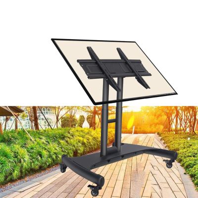 LWJQRSP Height Adjustable Mobile TV Mount Stand - Mobile TV Cart on Wheels - Heavy Duty TV Cart Stand Low Height Monitor Cart for 32-70 Inch Flat Curved Screen TV,Black