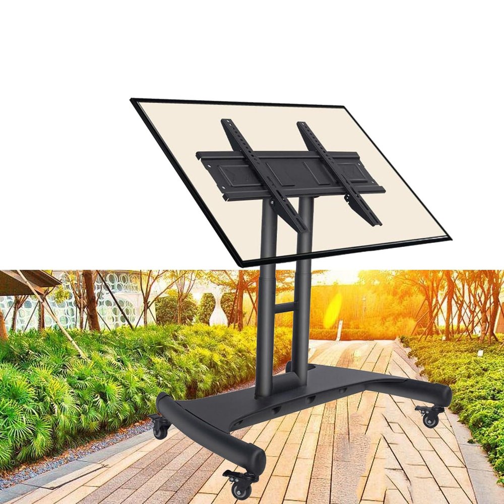 LWJQRSP Height Adjustable Mobile TV Mount Stand - Mobile TV Cart on Wheels - Heavy Duty TV Cart Stand Low Height Monitor Cart for 32-70 Inch Flat Curved Screen TV,Black