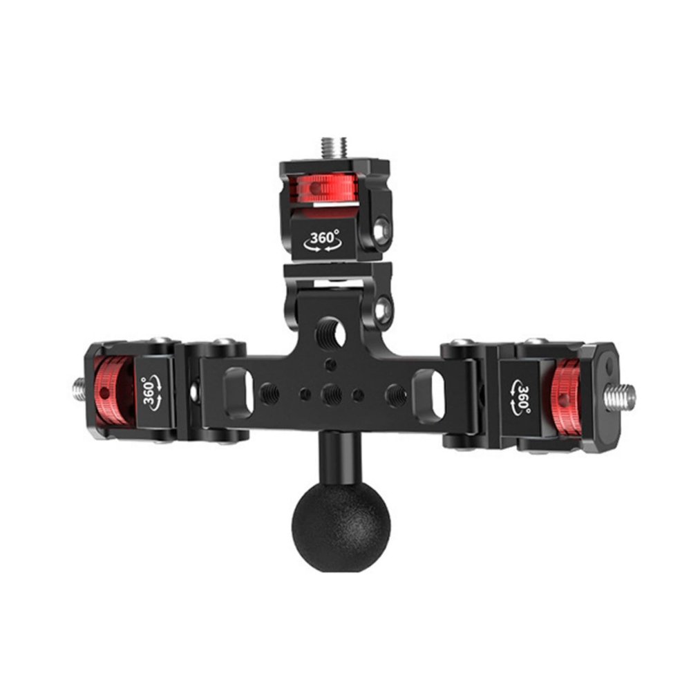 Adjustable Triple Mount Stand Aluminum 1/4inch for Action Camera Phone LED Tripod Live Stream Selfie Stick Holder Aluminum Camera Adapter Stand