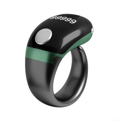 Adjustable Size Finger Counter Clicker Ring 18/20/22mm, Digital Electronic Smart Ring Counter with LCD Display & Type-C Charging, Muslim Digital Azan Alarm Clock Ring(Green)