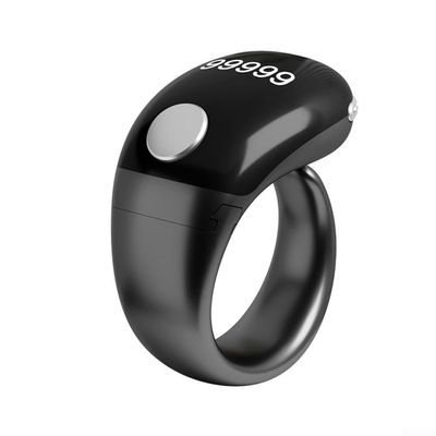 Adjustable Size Finger Counter Clicker Ring 18/20/22mm, Digital Electronic Smart Ring Counter with LCD Display & Type-C Charging, Muslim Digital Azan Alarm Clock Ring(Black)