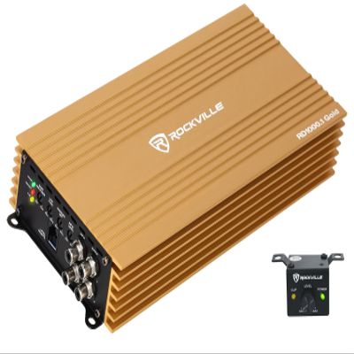 Rockville RD1000.1 1000W RMS 4000W Peak Mono Car Amplifier, 1 Ohm, High-Efficiency Class D, Metal Bass Knob, Tiffany RCA, for Car Audio Enthusiasts