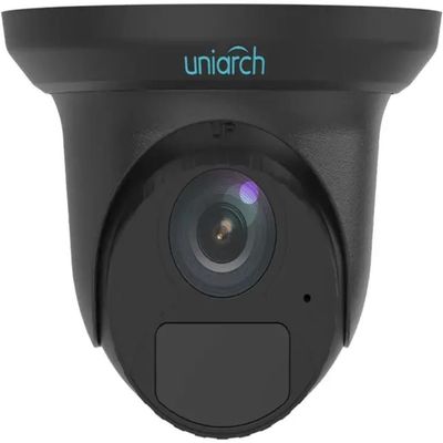 IPC-T124-APF28KLM-BK Uniarch 4MP Fixed Eyeball Network Camera, Black, 1/3" CMOS Sensor, 2.8mm@F2.1 Lens, Smart IR, Up to 30m (98ft) IR Distance, 2D/3D DNR, 3-Axis, Built-in Mic, IP67